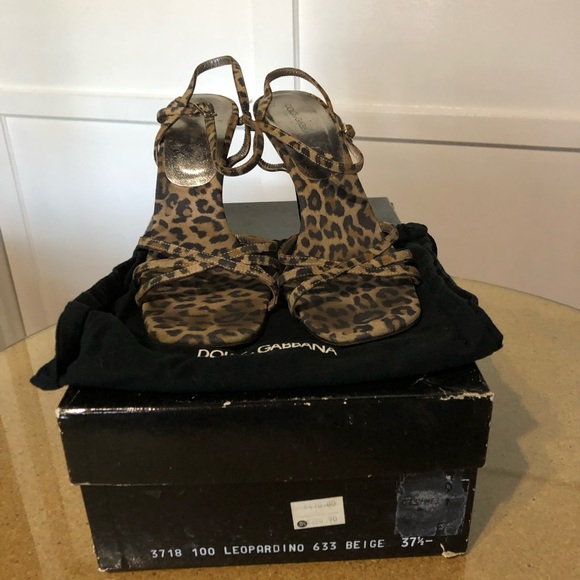 Dolce and Gabbana ankle strap animal print sandals